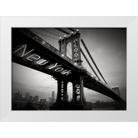 New York Bridge White Modern Wood Framed Art Print by Blonde Attitude