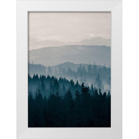 Grey Mountains White Modern Wood Framed Art Print by Braun Studio