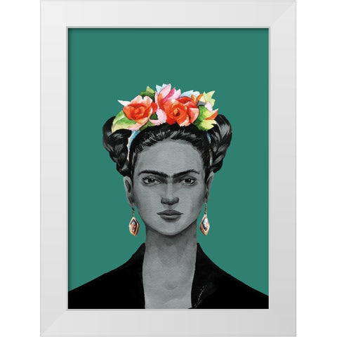 Frida White Modern Wood Framed Art Print by BRAUN Studio