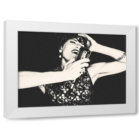 Sing White Modern Wood Framed Art Print by BRAUN Studio