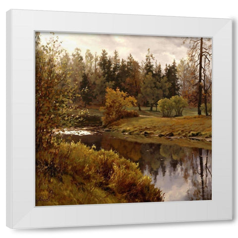 Autumn in Pavlovsk White Modern Wood Framed Art Print by Adamov, Alexey