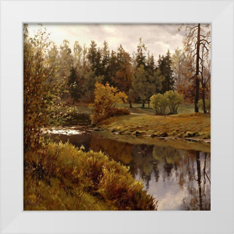 Autumn in Pavlovsk White Modern Wood Framed Art Print by Adamov, Alexey