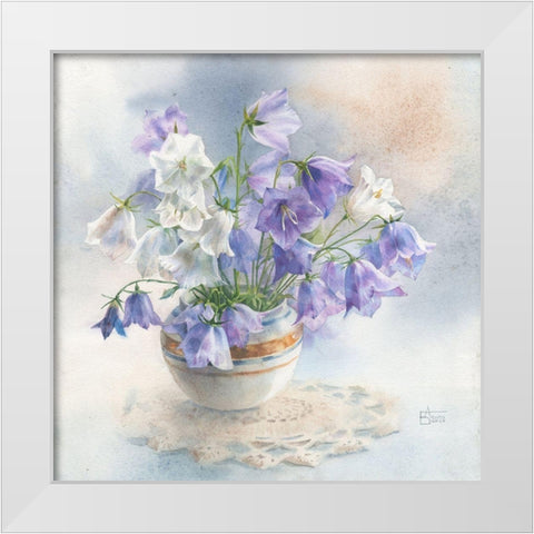 Bells Flowers in a Vase White Modern Wood Framed Art Print by Besedina, Anastasiia