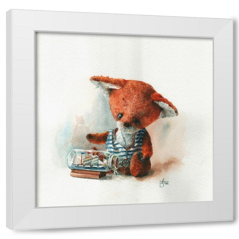 Toy with a Boat in the Glass White Modern Wood Framed Art Print by Besedina, Anastasiia