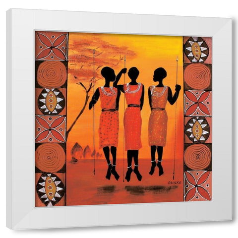 African Girls III White Modern Wood Framed Art Print by Dahlke, Izabella