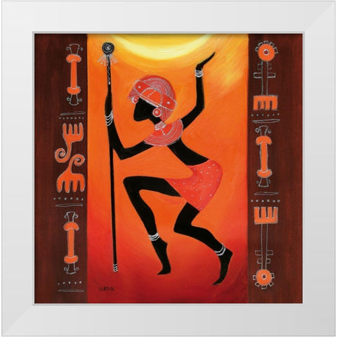 Turning Man White Modern Wood Framed Art Print by Veda