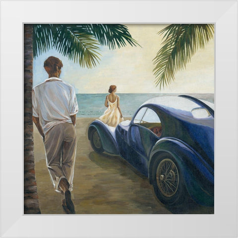 Long Beach White Modern Wood Framed Art Print by Borisova, Irina