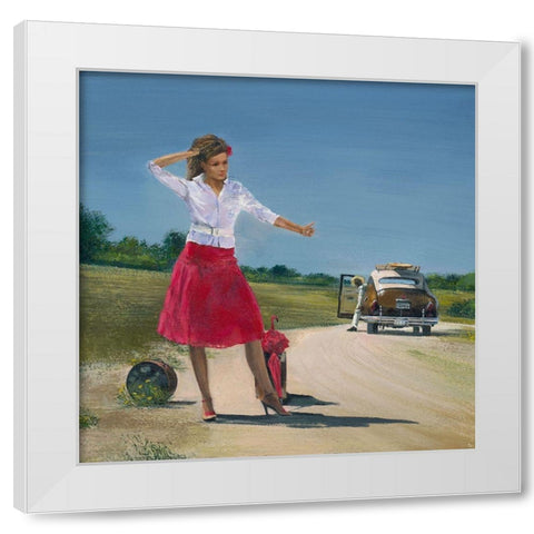 On the Road White Modern Wood Framed Art Print by Borisova, Irina