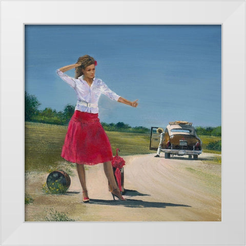 On the Road White Modern Wood Framed Art Print by Borisova, Irina