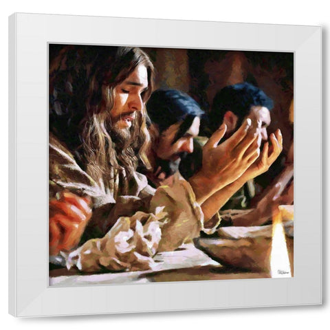 Praying Jesus I White Modern Wood Framed Art Print by Medeiros, Celito