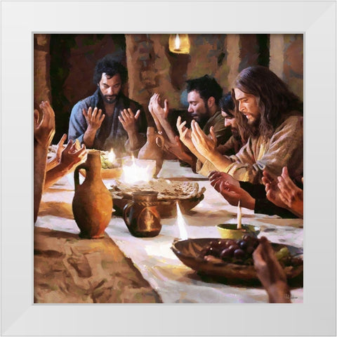 Praying Jesus II White Modern Wood Framed Art Print by Medeiros, Celito