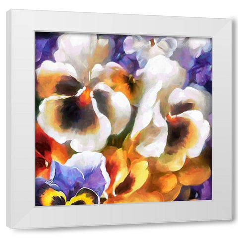 White Pansies White Modern Wood Framed Art Print by Medeiros, Celito