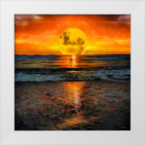 Sunset Over the Sea White Modern Wood Framed Art Print by Medeiros, Celito