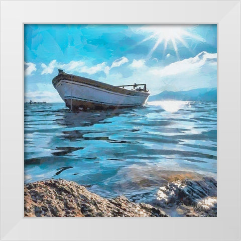 Beautiful Day at Sea White Modern Wood Framed Art Print by Medeiros, Celito