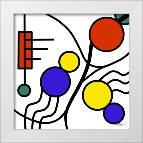 Kandinsky Style I White Modern Wood Framed Art Print by Medeiros, Celito