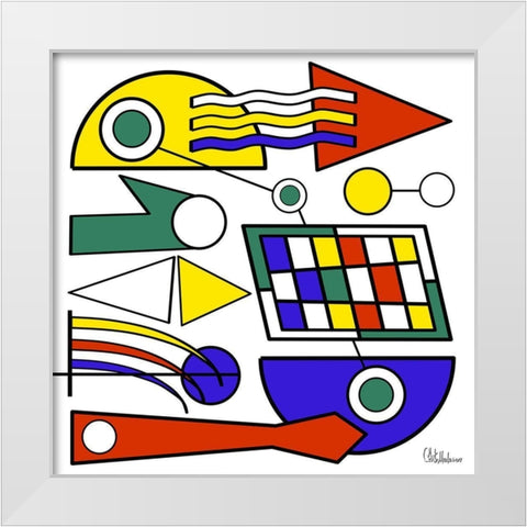 Kandinsky Style V White Modern Wood Framed Art Print by Medeiros, Celito