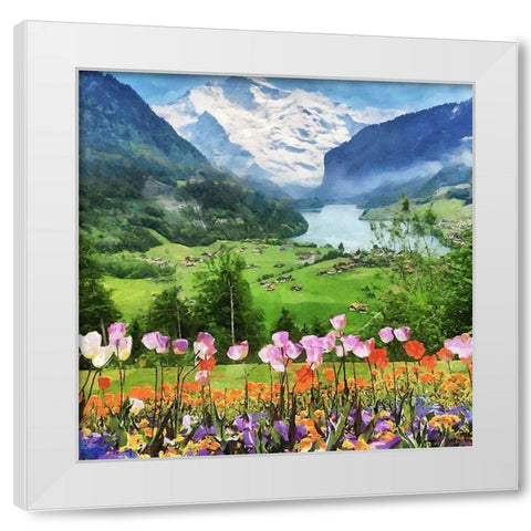 Lake in the Alps White Modern Wood Framed Art Print by Medeiros, Celito