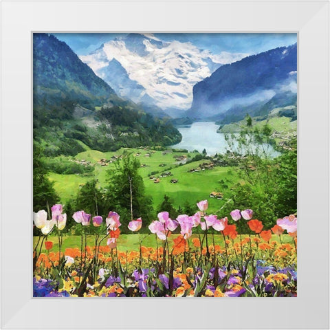 Lake in the Alps White Modern Wood Framed Art Print by Medeiros, Celito