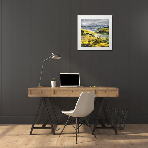 Road with Full Moon White Modern Wood Framed Art Print by Medeiros, Celito