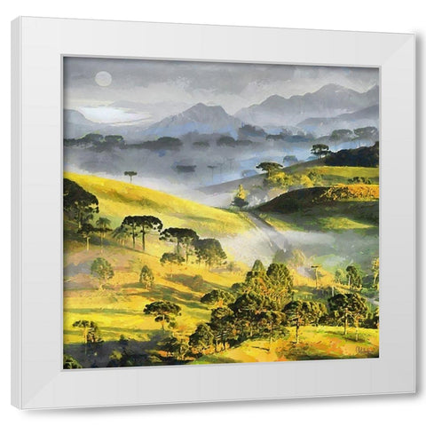 Road with Full Moon White Modern Wood Framed Art Print by Medeiros, Celito