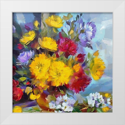 Flowers in Ceramic Vase White Modern Wood Framed Art Print by Medeiros, Celito