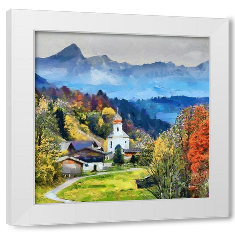 Austria Village White Modern Wood Framed Art Print by Medeiros, Celito