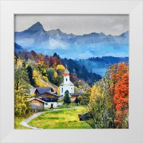 Austria Village White Modern Wood Framed Art Print by Medeiros, Celito