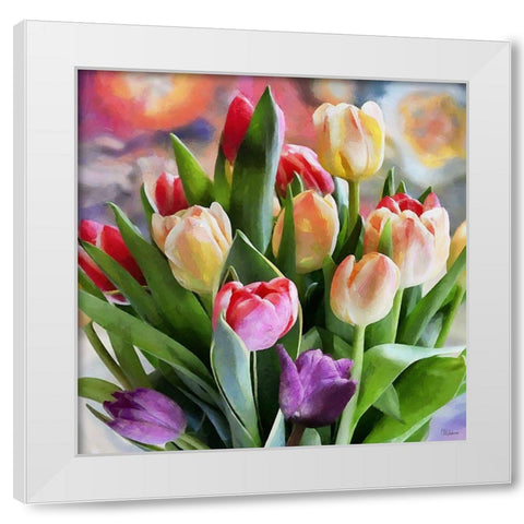 Bouquet of Tulips White Modern Wood Framed Art Print by Medeiros, Celito