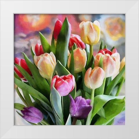 Bouquet of Tulips White Modern Wood Framed Art Print by Medeiros, Celito