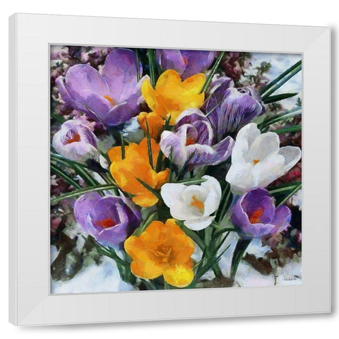 Spring Flowers White Modern Wood Framed Art Print by Medeiros, Celito
