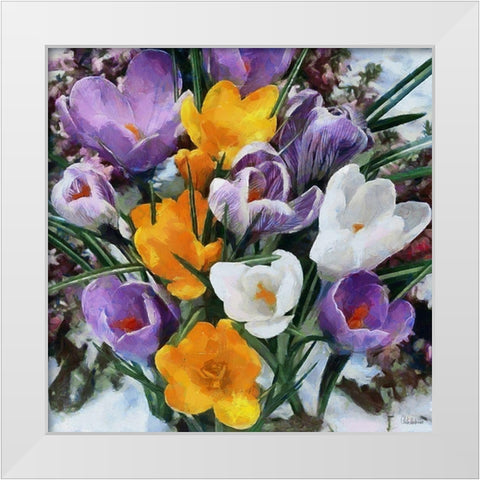 Spring Flowers White Modern Wood Framed Art Print by Medeiros, Celito