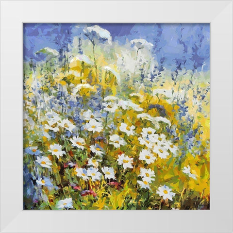 Meadow Flowers II White Modern Wood Framed Art Print by Medeiros, Celito
