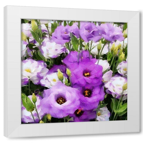 White and Purple Flowers White Modern Wood Framed Art Print by Medeiros, Celito