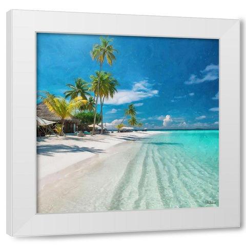 Beach in Caribic White Modern Wood Framed Art Print by Medeiros, Celito