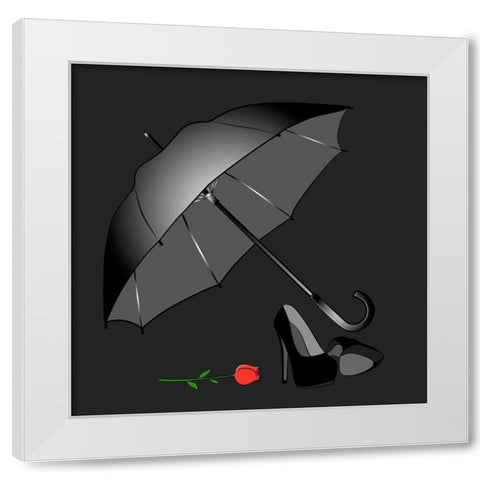 Umbrella BW White Modern Wood Framed Art Print by Medeiros, Celito