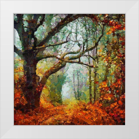Autumn Tree White Modern Wood Framed Art Print by Medeiros, Celito