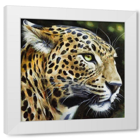 Gepards Head White Modern Wood Framed Art Print by Medeiros, Celito
