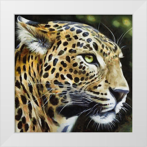 Gepards Head White Modern Wood Framed Art Print by Medeiros, Celito