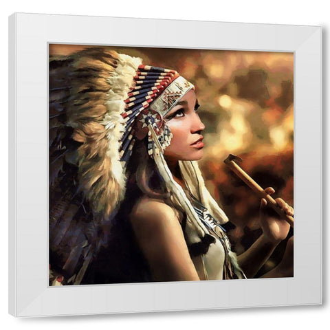 Beautiful Indian Woman White Modern Wood Framed Art Print by Medeiros, Celito