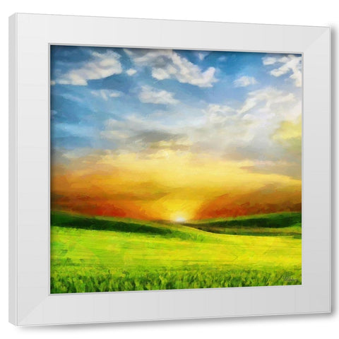 Sunrise over the Meadow White Modern Wood Framed Art Print by Medeiros, Celito