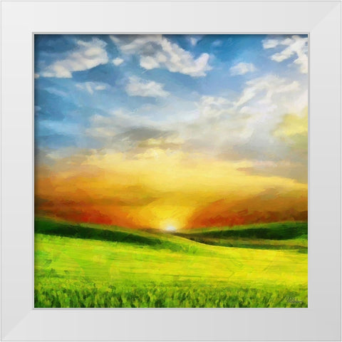 Sunrise over the Meadow White Modern Wood Framed Art Print by Medeiros, Celito