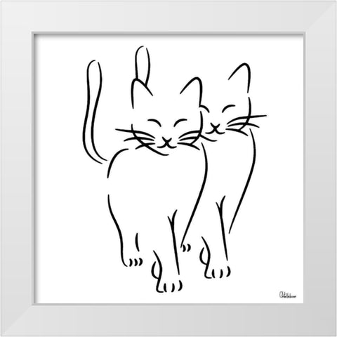 Two cats II White Modern Wood Framed Art Print by Medeiros, Celito