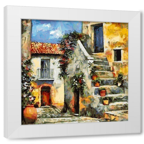 Old House in Italy White Modern Wood Framed Art Print by Medeiros, Celito