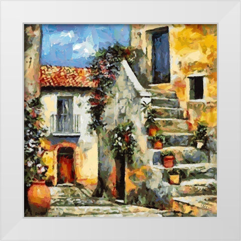 Old House in Italy White Modern Wood Framed Art Print by Medeiros, Celito