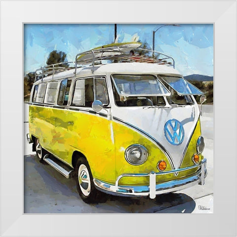 Good Old VW Van I White Modern Wood Framed Art Print by Medeiros, Celito