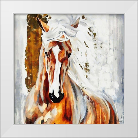 Beautiful Horse White Modern Wood Framed Art Print by Medeiros, Celito