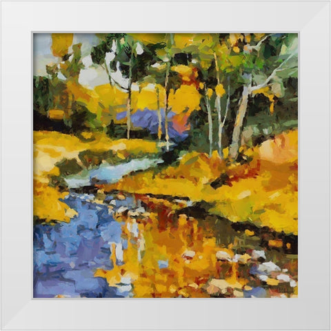 Stream in the Countryside White Modern Wood Framed Art Print by Medeiros, Celito