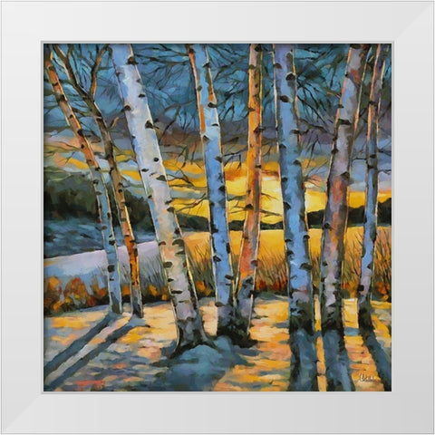 Birches in Winter White Modern Wood Framed Art Print by Medeiros, Celito