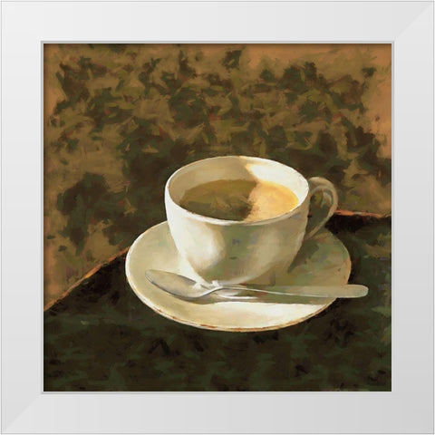Espresso Macchiato White Modern Wood Framed Art Print by Medeiros, Celito