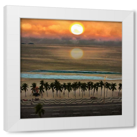 Sunset over the Ocean White Modern Wood Framed Art Print by Medeiros, Celito